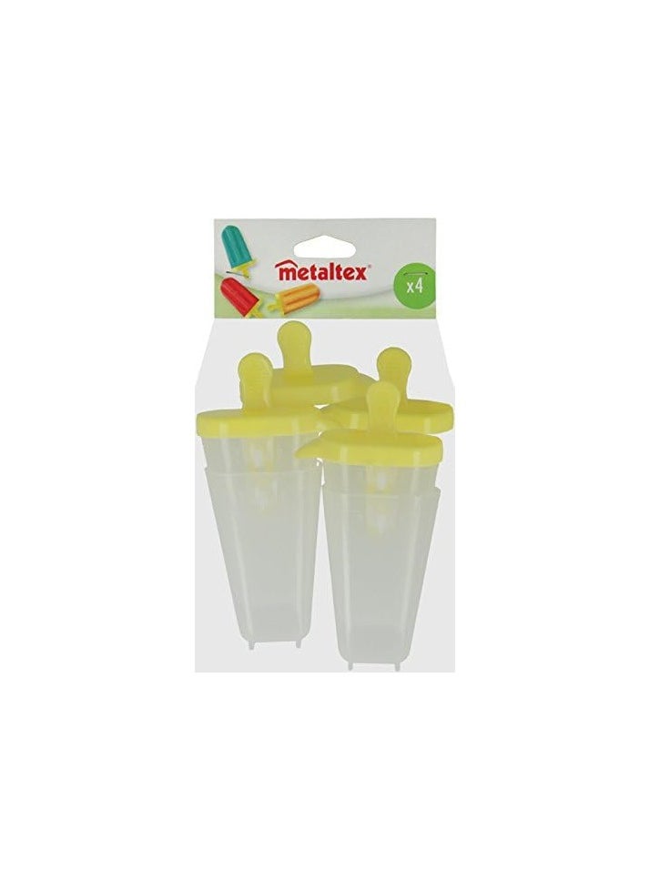 Metaltex - Ice Lolly Moulds, Set of 4, Multi-Colour, 10 cm Popsicle Molds Ice Pop Molds Popsicle Mold Reusable Easy-Release Ice Pop Maker Popsicle Mold Lollipop mold ice cream molds - Image 1