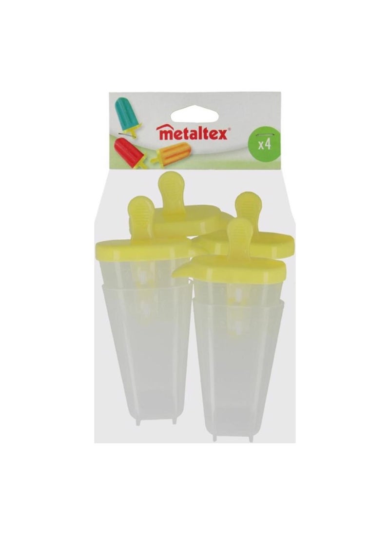 Metaltex - Ice Lolly Moulds, Set of 4, Multi-Colour, 10 cm Popsicle Molds Ice Pop Molds Popsicle Mold Reusable Easy-Release Ice Pop Maker Popsicle Mold Lollipop mold ice cream molds - Image 1
