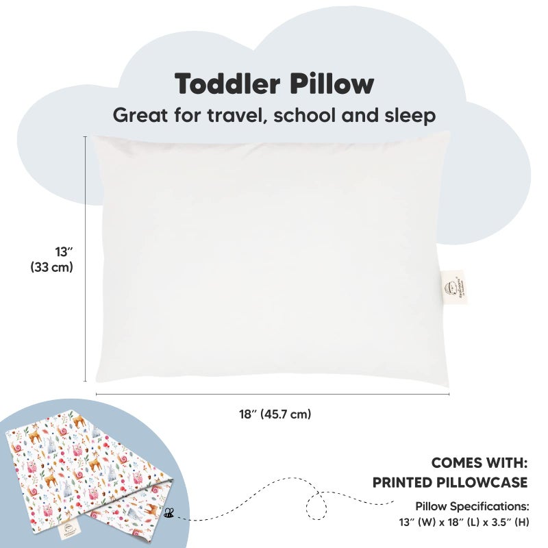 KeaBabies Toddler Pillow with Pillowcase - 13x18 My Little Dreamy Kids Travel Bed Pillows for Sleeping, Organic Cotton Small Pillowcase, Soft & Breathable, Machine Washable, Toddlers 2-5 years old (Forestland) - Image 3
