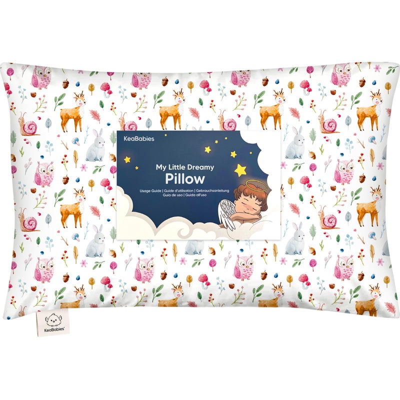 KeaBabies Toddler Pillow with Pillowcase - 13x18 My Little Dreamy Kids Travel Bed Pillows for Sleeping, Organic Cotton Small Pillowcase, Soft & Breathable, Machine Washable, Toddlers 2-5 years old (Forestland) - Image 1