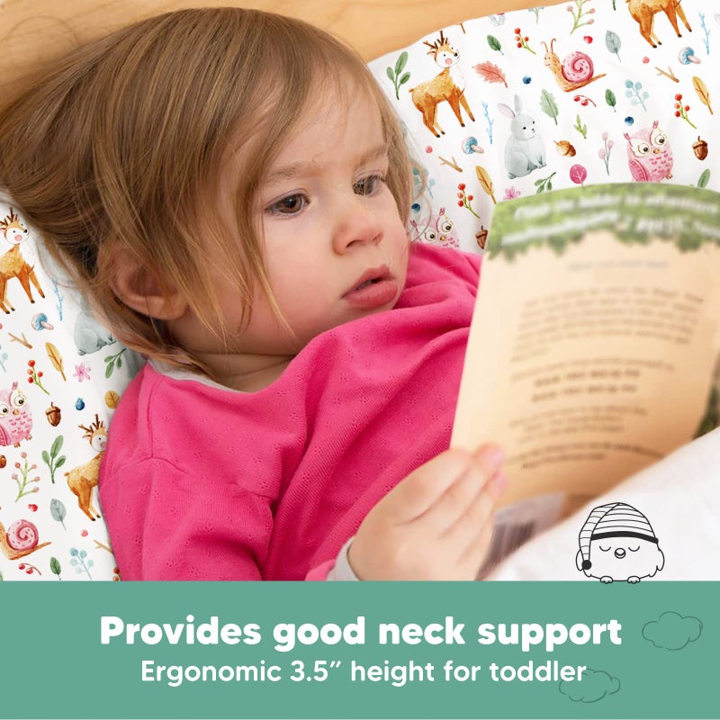 KeaBabies Toddler Pillow with Pillowcase - 13x18 My Little Dreamy Kids Travel Bed Pillows for Sleeping, Organic Cotton Small Pillowcase, Soft & Breathable, Machine Washable, Toddlers 2-5 years old (Forestland) - Image 5