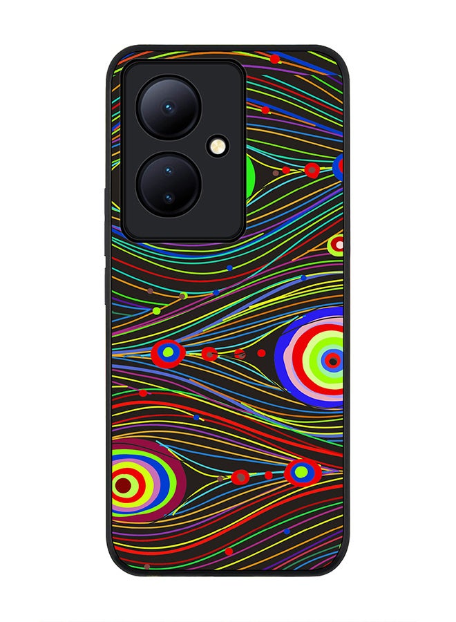 Stylizedd Rugged Black edge case for Vivo V29 Lite, Slim fit Soft Case Flexible Rubber Edges Anti Drop TPU Gel Thin Cover- Peacock Eyes - Image 1
