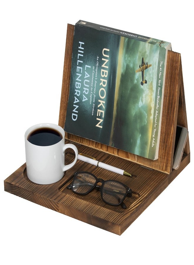 Destop Wooden Book Holder for Page Rest,Book Valet Book Stand with Cup,Glass&Pen Holder,Idea Gift for Book Lover and Table Décor. - Image 1