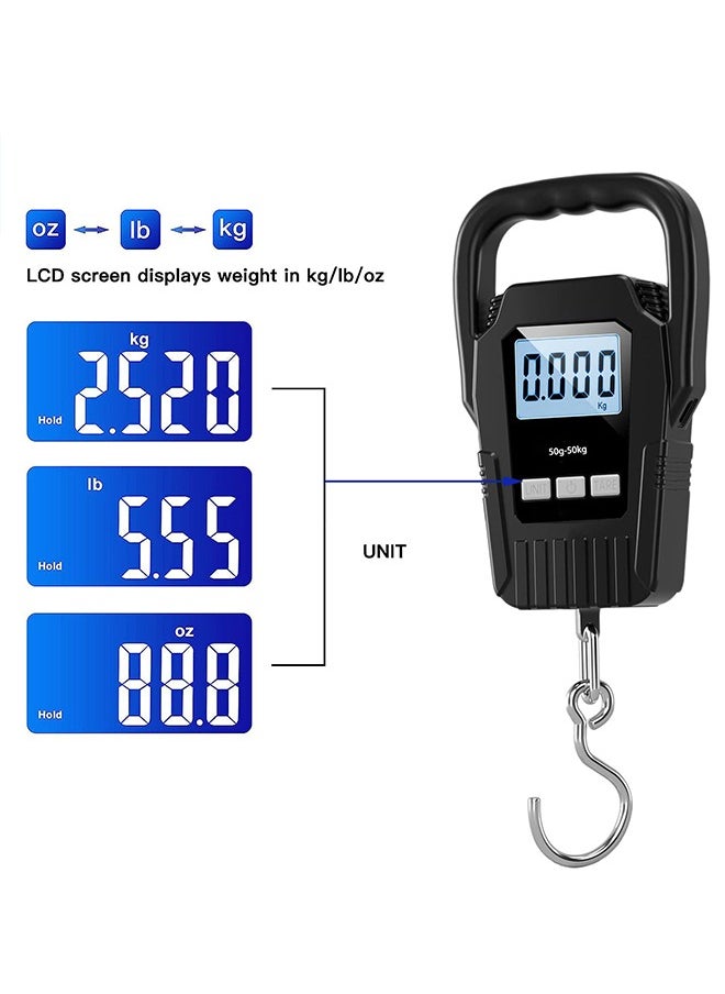 Digital Fish Scale Hanging Scale Fishing Scale, 110lb/50kg Luggage Scale,Fish Weighing Scale, Upgrade Large Handle & Backlit LCD Display, Fishing Gifts for Men