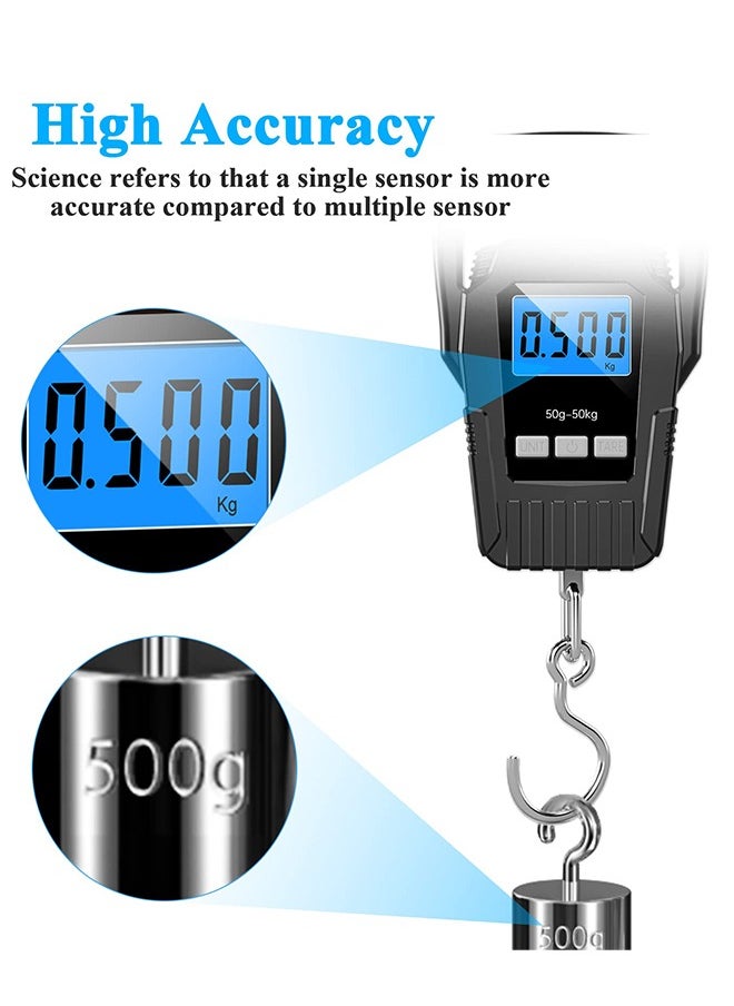 Digital Fish Scale Hanging Scale Fishing Scale, 110lb/50kg Luggage Scale,Fish Weighing Scale, Upgrade Large Handle & Backlit LCD Display, Fishing Gifts for Men