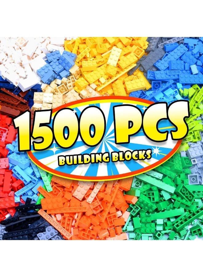Lekebaby Classic 1500 Pieces Building Bricks Kit Basic Brick Set Classic Colors for Kids Creative Play, Compatible with All Major Brands, Gifts Educational Toy for Boys Girls 6 Years Old and Up - Image 1