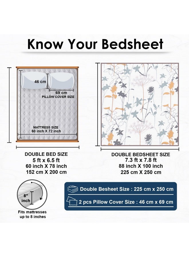 Story@Home Bedsheet for Double Size Bed | 186 TC | White | Printed | 1 Piece Cotton bedsheet for Double Size Bed with 2 Pillow Covers (225 x 250 cm) Perfect for Home Decor & Gifting | Cotton bedsheet - Image 3