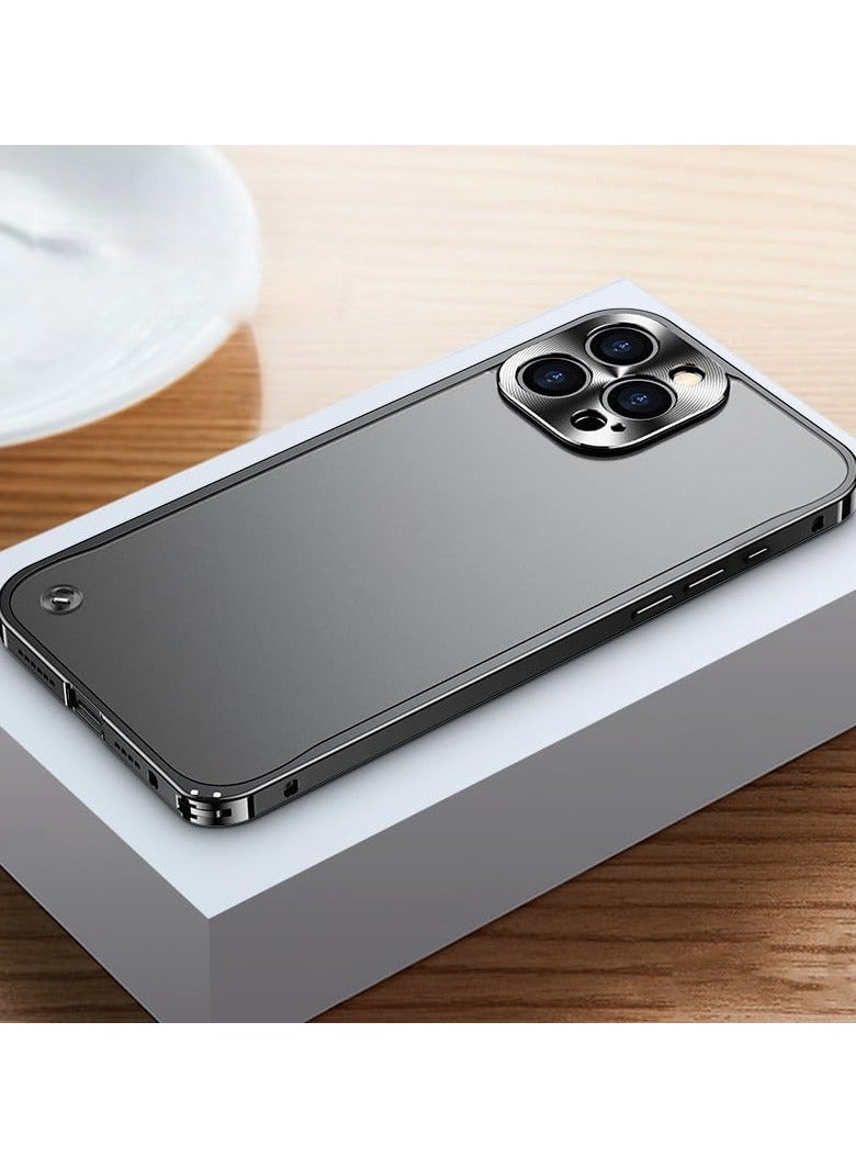 general Metal Case Compatible iPhone 16 Pro Max, Single Side Snap Case with Metal Frame and Translucent Frosted Back, Drop Protection Case for iPhone 16pm