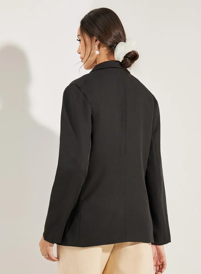 Styli Regular Fit Longline Double Breasted Blazer