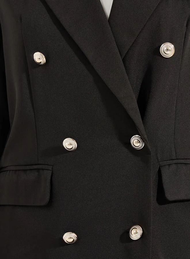 Styli Regular Fit Longline Double Breasted Blazer