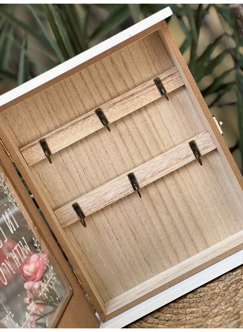 علبة مفاتيح ديكور باب زجاج  مزود ب 6 عليقة داخلية - Image 3