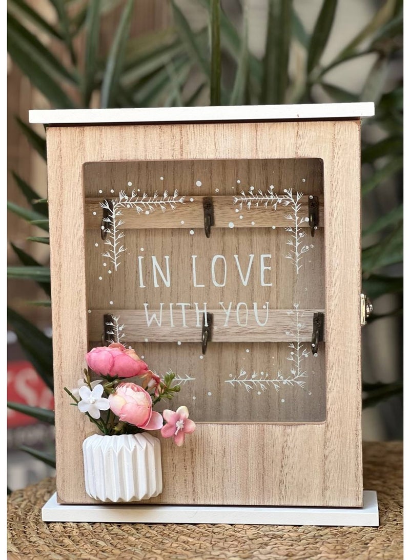 علبة مفاتيح ديكور باب زجاج  مزود ب 6 عليقة داخلية - Image 1