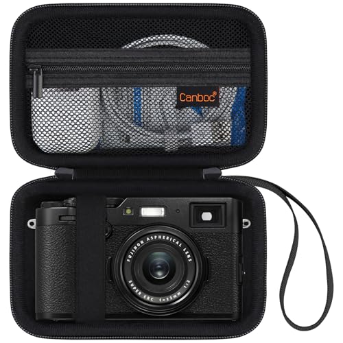 Canboc Carrying Case for Fujifilm X100VI/ X100V/ X100F/ X100S/ X-E5 Digital Camera, Zipper Mesh Pocket fit USB Cable, Black (Case Only) - Image 1