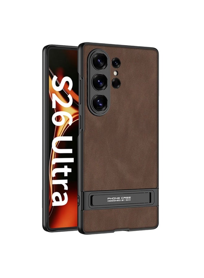 GKK Luxury Matte Leather Case for Samsung Galaxy S26 Ultra (2026) , Ultra-Thin, Anti-Drop, All-Round Protection Phone Cover Support Wireless Charging with Hidden Stand and Pen Slot Design - Pen Not Included - Image 1