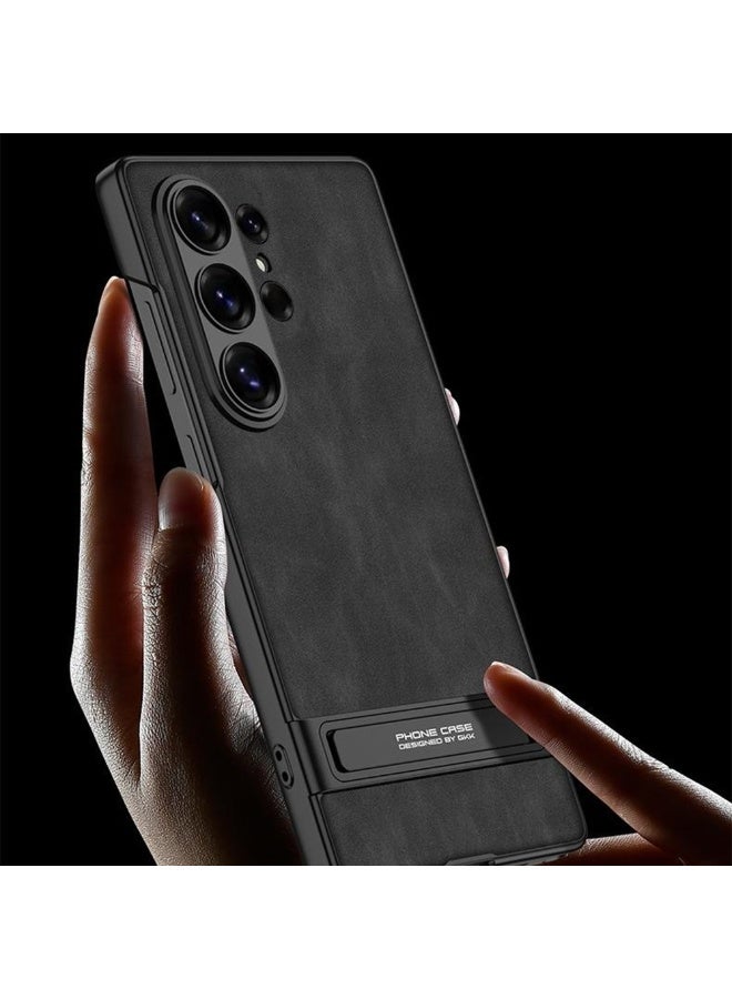 GKK Luxury Matte Leather Case for Samsung Galaxy S26 Ultra (2026) , Ultra-Thin, Anti-Drop, All-Round Protection Phone Cover Support Wireless Charging with Hidden Stand and Pen Slot Design - Pen Not Included - Image 3