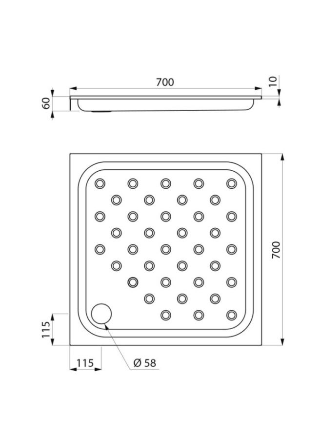Fixer Square Shower Tray 70x70cm – White | Durable Bathroom Shower Base | Anti-Slip & Easy to Install | Modern Bathroom Floor Tray - Image 2
