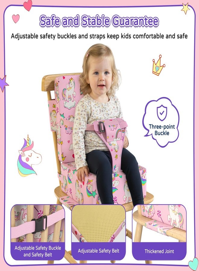 Vahlbeste Booster Seat for Kitchen Chair with Backrest & 4 Adjustable Straps, TPU Waterproof & Anti-Scratch Toddler Booster Seat for Dining Table, Removable & Non-Slip(Unicorn) - Image 4