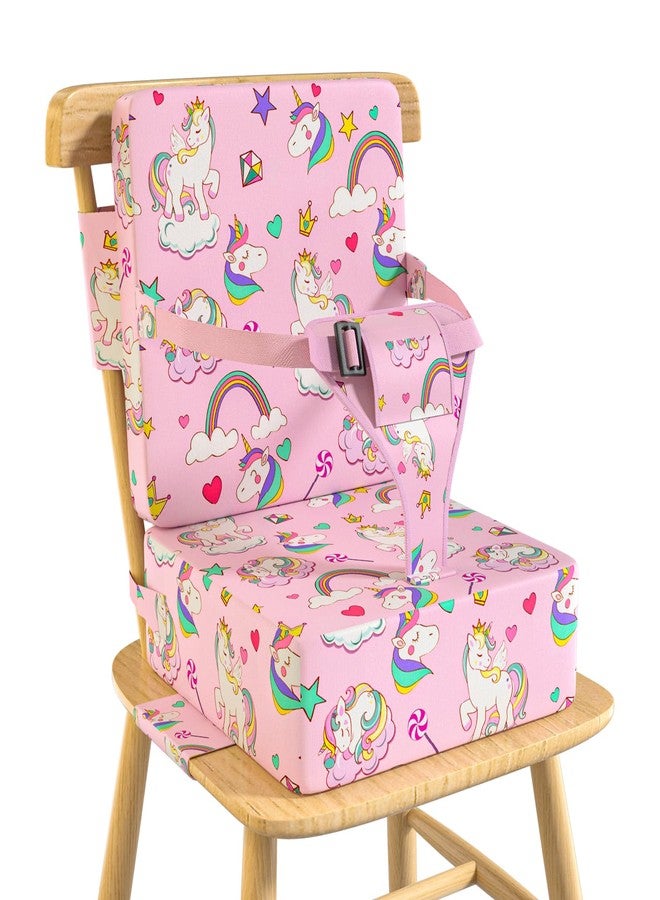 Vahlbeste Booster Seat for Kitchen Chair with Backrest & 4 Adjustable Straps, TPU Waterproof & Anti-Scratch Toddler Booster Seat for Dining Table, Removable & Non-Slip(Unicorn) - Image 1