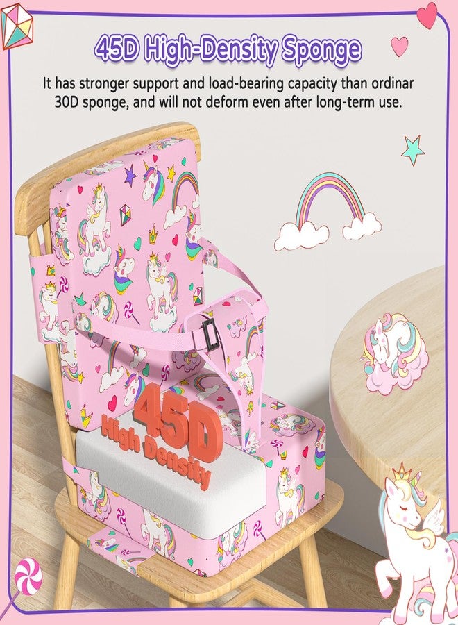Vahlbeste Booster Seat for Kitchen Chair with Backrest & 4 Adjustable Straps, TPU Waterproof & Anti-Scratch Toddler Booster Seat for Dining Table, Removable & Non-Slip(Unicorn) - Image 2