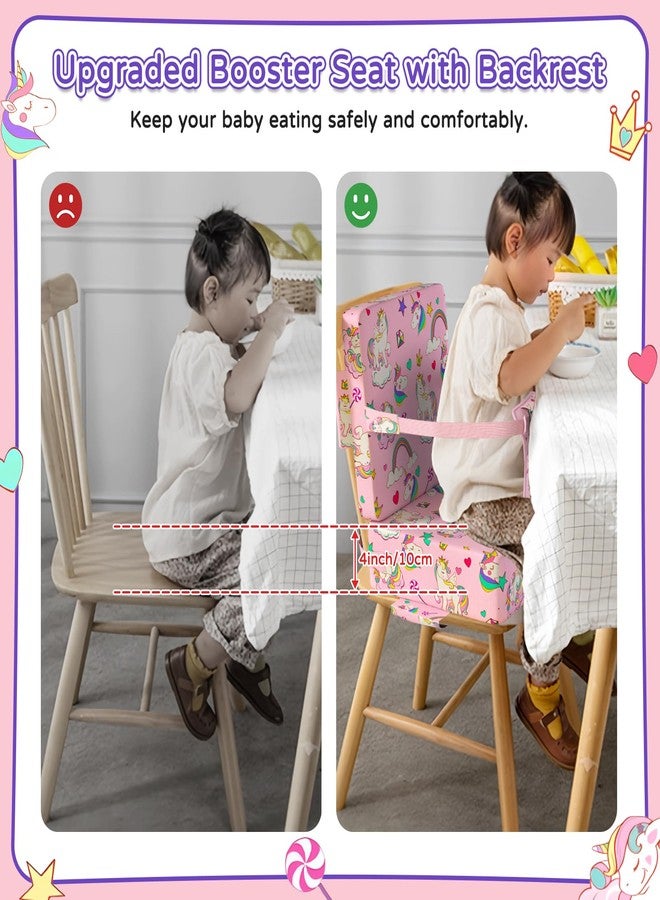 Vahlbeste Booster Seat for Kitchen Chair with Backrest & 4 Adjustable Straps, TPU Waterproof & Anti-Scratch Toddler Booster Seat for Dining Table, Removable & Non-Slip(Unicorn) - Image 3