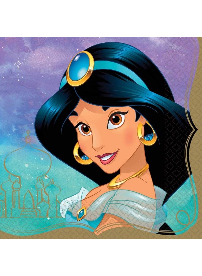 Amscan Disney Princess Jasmine Luncheon Paper Napkins 6.5" X 6.5" ; Multicolor ; Pack Of 16 - Image 2