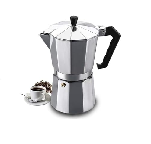 3D CREATIONS Alluminium Italian Style Stovetop Coffee Maker Moka Pot espresso Coffee percolator 6 cups of Coffee (Silver, 300 ml) - Image 1