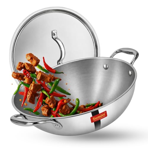Sumeet Cook Smart TriPly Steel-Aluminium-Steel - 3 Layers Kadhai with Lid - 5 Years Warranty - 3.25Ltr - 26Cm - Kadai - Image 1
