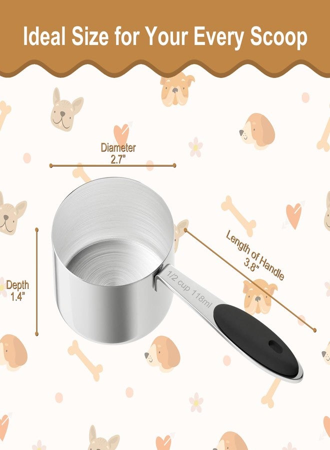 LEIFENY 1/2 Cup Dog Food Scoop, Stainless Steel Scooper for Feeding Pet, Cat, Dog, Rabbit, Bird, Long Handle, Dishwasher Safe - Image 2