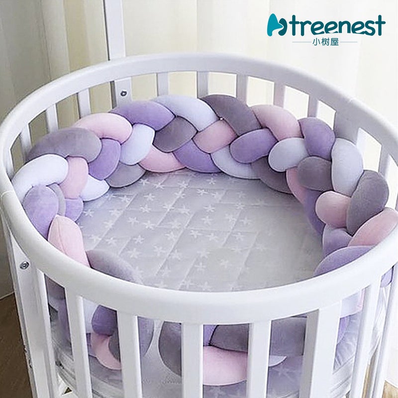 Ins Style Danish Braided Knot Ball Crib Bumper Pad - Plush Cotton Bed Rail Protector for  Baby - Image 2