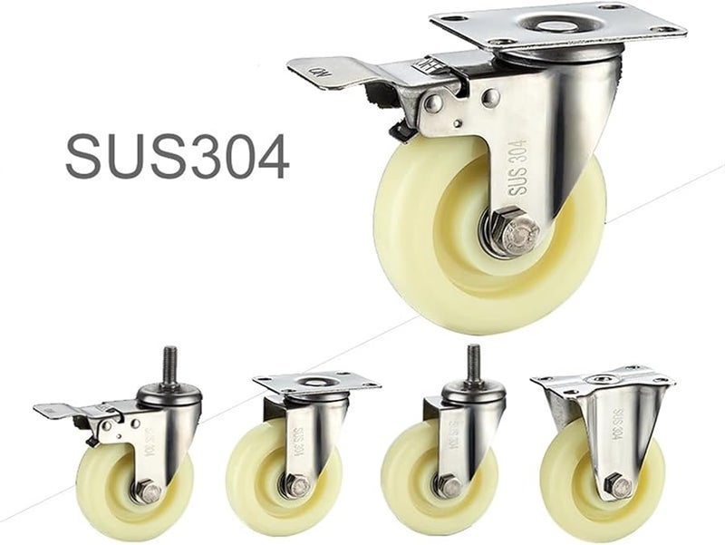 Directional 1 5 Inch 304 Stainless Steel Casters Wheels High Load Bearing Industrial Nylon Wheel - Image 4