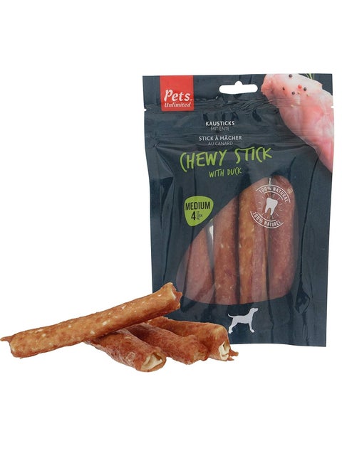 4Pc Chewy Sticks with Duck Medium Dog Treats 100g