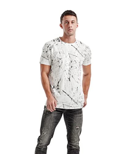 KLIEGOU Mens Hipster Hiphop Tees - Fashion Print T-Shirts White XL - Image 3