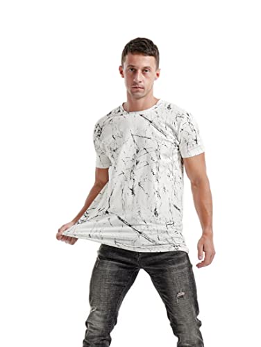 KLIEGOU Mens Hipster Hiphop Tees - Fashion Print T-Shirts White XL - Image 2
