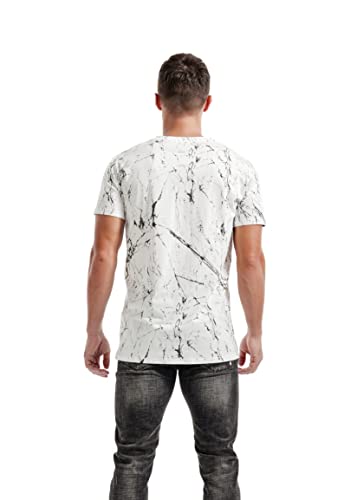 KLIEGOU Mens Hipster Hiphop Tees - Fashion Print T-Shirts White XL - Image 5