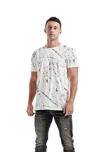 KLIEGOU Mens Hipster Hiphop Tees - Fashion Print T-Shirts White XL - Image 4