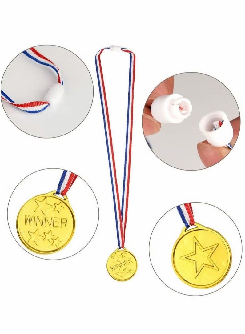 50 Piece Kids Winner Medals, Plastic Medals Gold Medals with Ribbon, Sports Day Medals for Children Party Favor Decorations, Sports Competition Awards  - Image 2