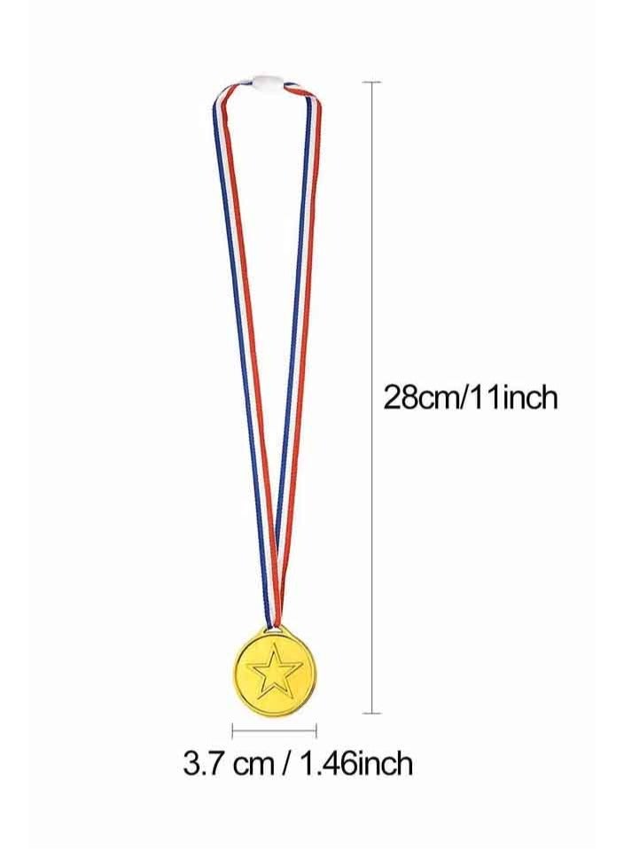 50 Piece Kids Winner Medals, Plastic Medals Gold Medals with Ribbon, Sports Day Medals for Children Party Favor Decorations, Sports Competition Awards  - Image 3