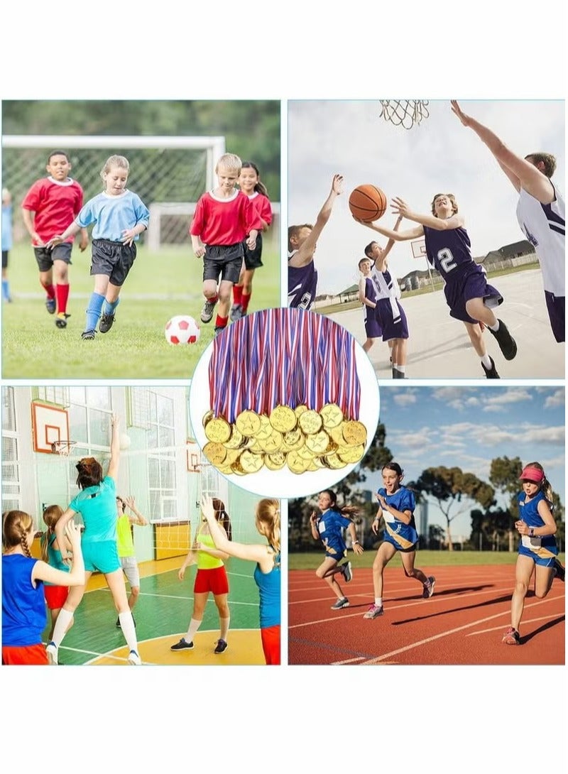 50 Piece Kids Winner Medals, Plastic Medals Gold Medals with Ribbon, Sports Day Medals for Children Party Favor Decorations, Sports Competition Awards  - Image 4