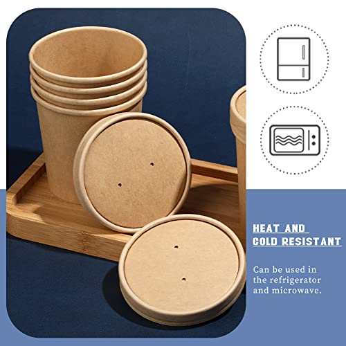 Wuadua 16 oz 50 Pack Disposable Paper Soup Containers with Lids - Takeout Soup Bowls for Noodles, Salad, Restaurant, Catering, Food Storage - Microwave Safe and Refrigeratory Save Bulk Supplies- Brown - Image 4