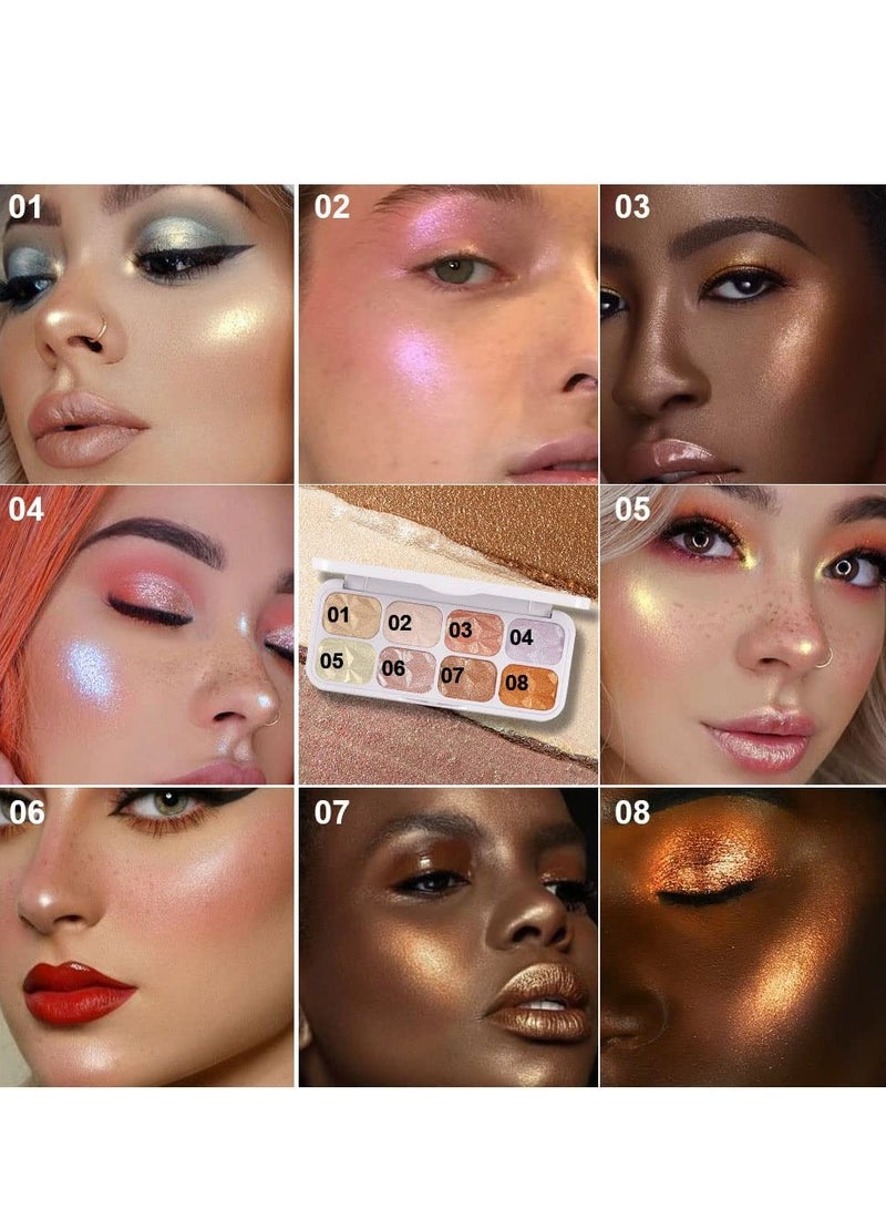 8 Colors Face Body Cheek Diamond Shimmer Highlighter Makeup Palette - Image 2