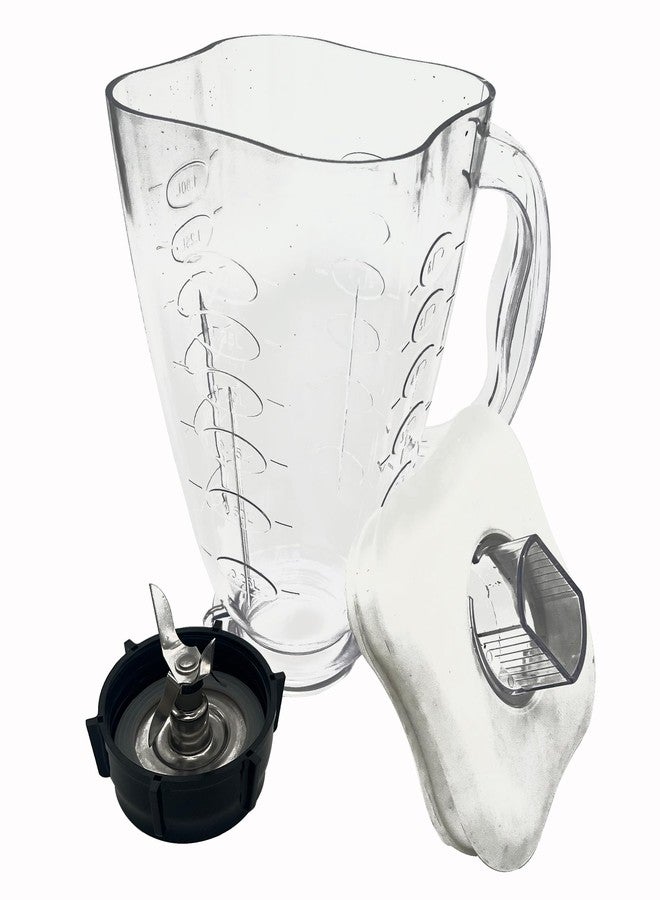 WuYan Replacement 5 Cup Clover Shape Plastic Blender Jar Assembly With Blade, Gasket, Base, Lid，Compatible with Oster Classic Series Blender and Osterizer blender (white lid+ blade set, Plastic) - Image 1