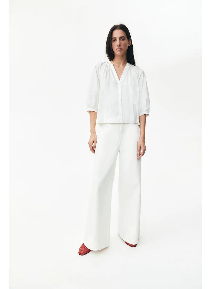 H&M Balloon-sleeved poplin blouse