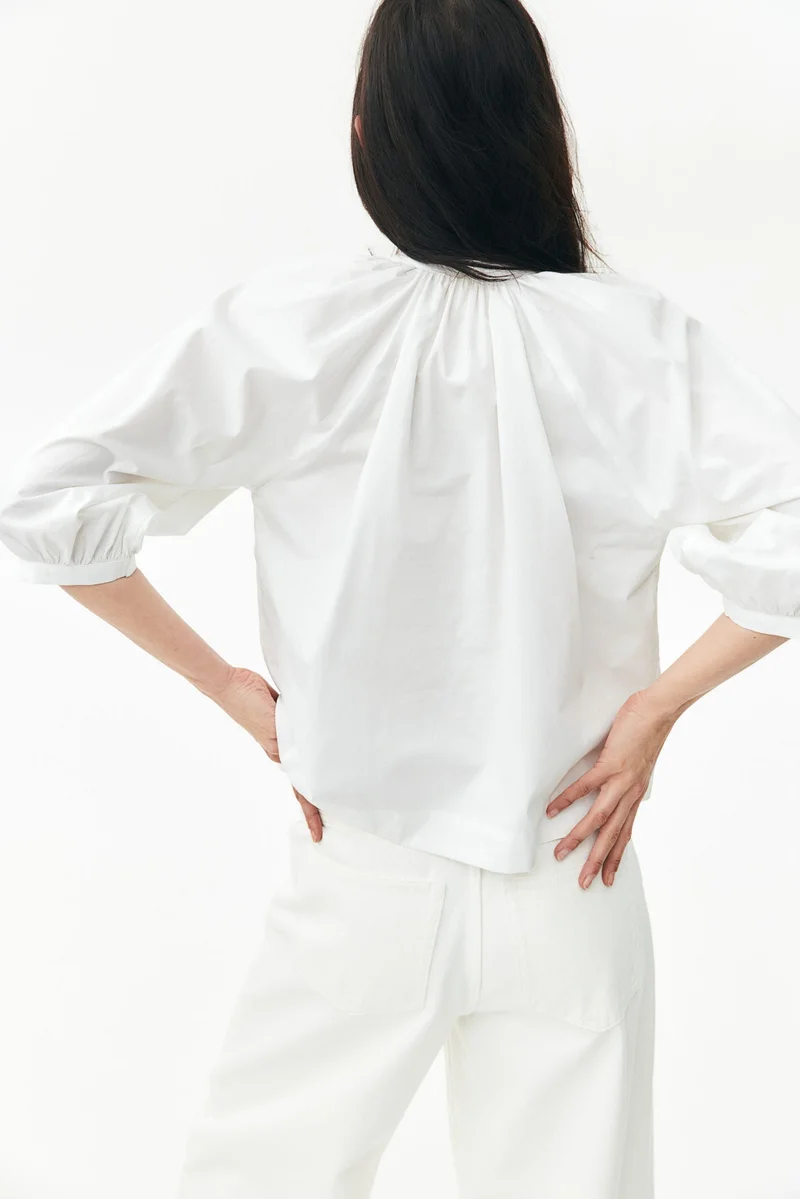 H&M Balloon-sleeved poplin blouse