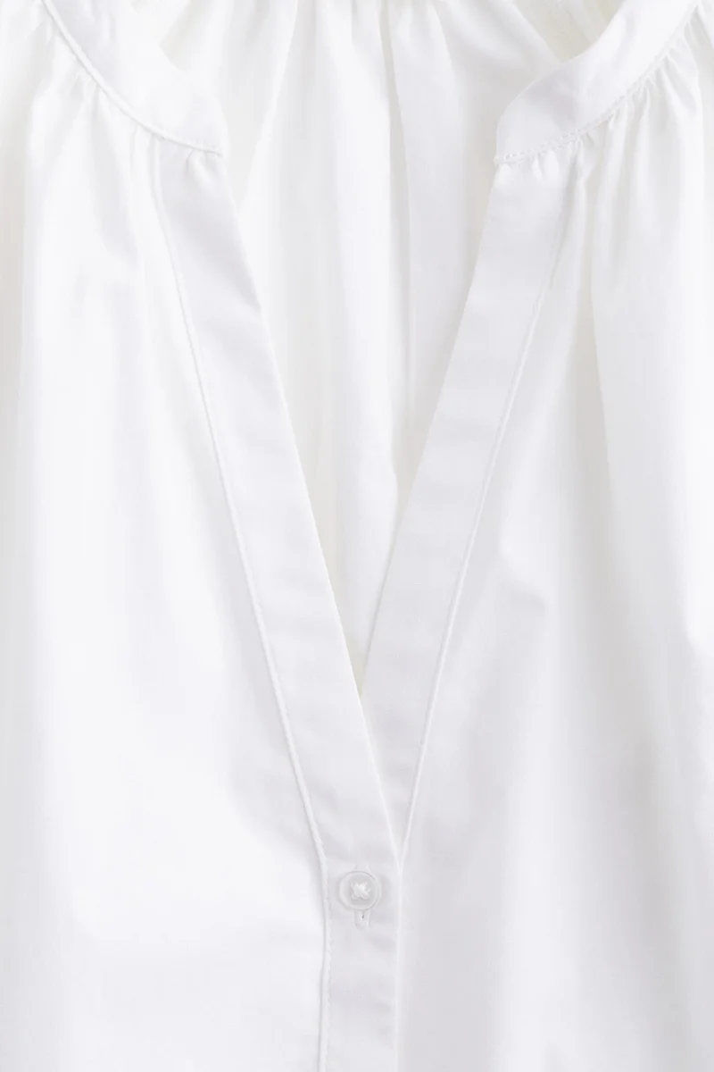 H&M 004-10-100-White Light Balloon-sleeved poplin blouse for Women | Best Price UAE