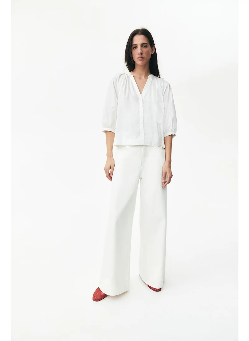 H&M Balloon-sleeved poplin blouse