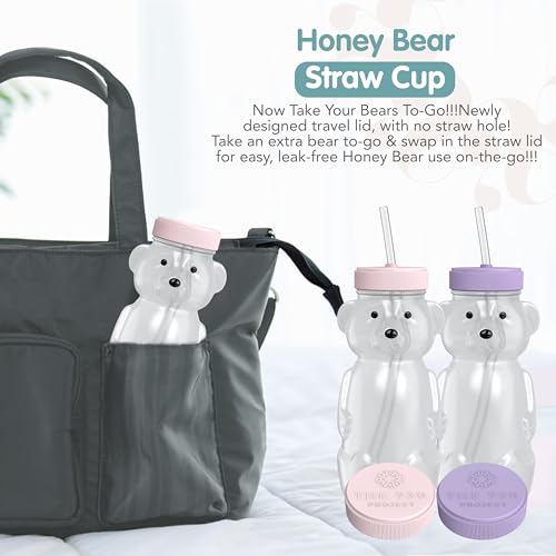 The 730 Project Honey Bear Straw Cup for Babies, Honey Bear Cups with Travel Lid, 2-Pack Therapy Learning HoneyBear Straw Sippy Cup for Toddlers, Cherry Blossom & Unicorn, 8 oz - Image 2