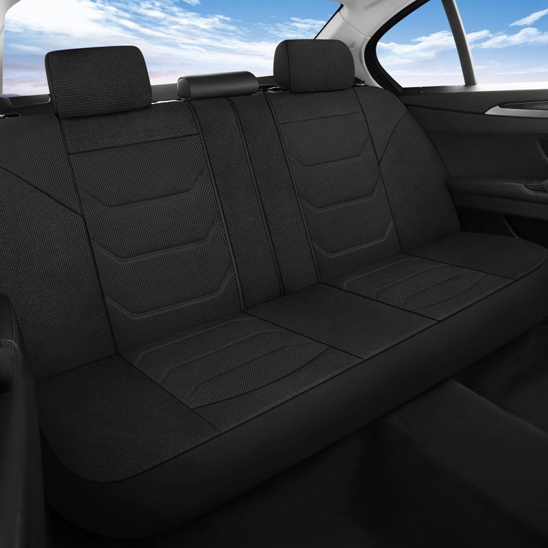 Pariiaotin 3D Air Mesh Car Seat Cover Full Sets Washable and Breathable Premium Cloth Automotive Vehicle Seat Covers for Cars Interior, Universal Fit for Most Cars, Sedan, Truck, SUV(Black) - Image 3