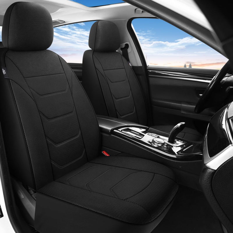 Pariiaotin 3D Air Mesh Car Seat Cover Full Sets Washable and Breathable Premium Cloth Automotive Vehicle Seat Covers for Cars Interior, Universal Fit for Most Cars, Sedan, Truck, SUV(Black) - Image 2