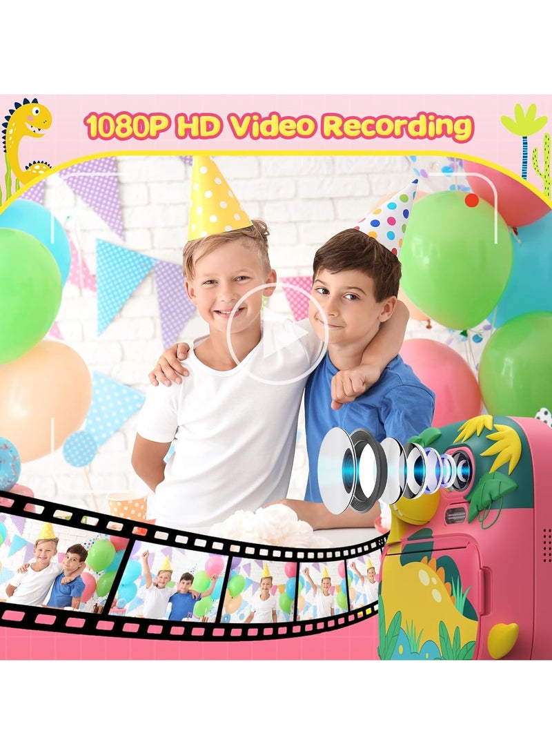 BlueFire Kids Camera Instant Print – Dinosaur-Shaped 12MP Digital Camera with 2.4" IPS Screen, 1080P HD Video, 32GB Memory, Built-in Games & Music Player – Perfect Christmas Birthday Gift for Boys & Girls Ages 3-12 - Image 4