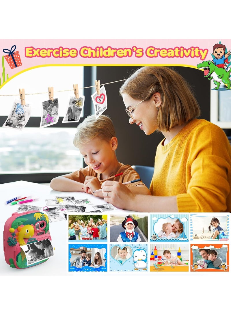 BlueFire Kids Camera Instant Print – Dinosaur-Shaped 12MP Digital Camera with 2.4" IPS Screen, 1080P HD Video, 32GB Memory, Built-in Games & Music Player – Perfect Christmas Birthday Gift for Boys & Girls Ages 3-12 - Image 5